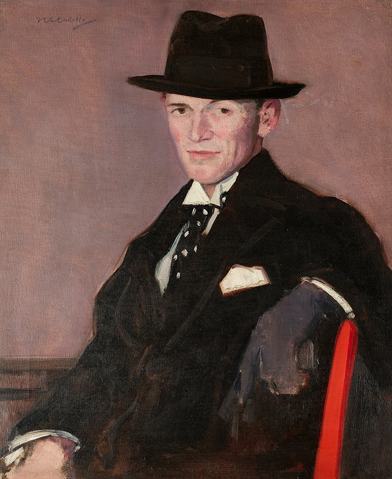 FRANCIS CAMPBELL BOILEAU CADELL R.S.A., R.S.W (SCOTTISH 1883-1937) PORTRAIT OF A MAN IN BLACK